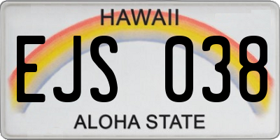 HI license plate EJS038