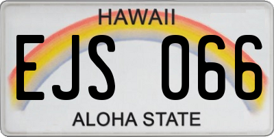 HI license plate EJS066