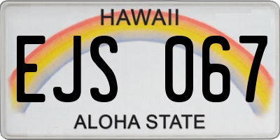 HI license plate EJS067