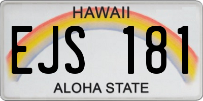 HI license plate EJS181