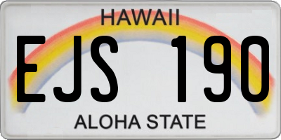 HI license plate EJS190