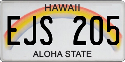 HI license plate EJS205