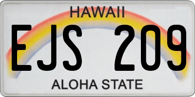 HI license plate EJS209