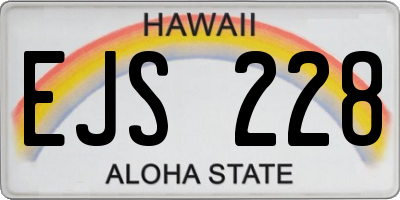 HI license plate EJS228