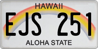 HI license plate EJS251