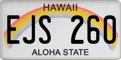 HI license plate EJS260
