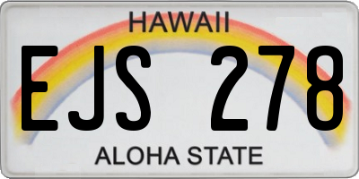 HI license plate EJS278