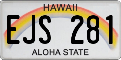 HI license plate EJS281