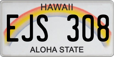 HI license plate EJS308