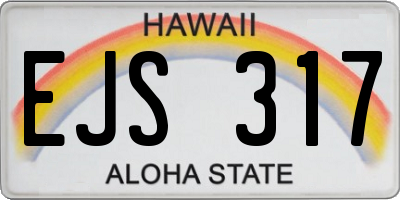 HI license plate EJS317