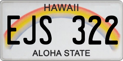 HI license plate EJS322