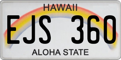 HI license plate EJS360