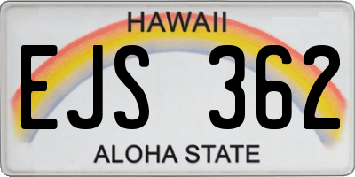 HI license plate EJS362