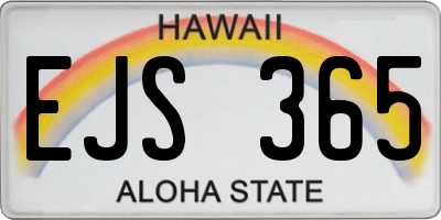 HI license plate EJS365