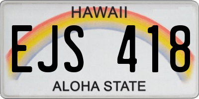 HI license plate EJS418