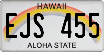 HI license plate EJS455