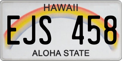 HI license plate EJS458
