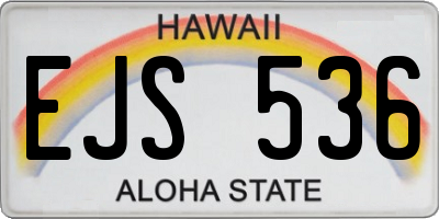 HI license plate EJS536