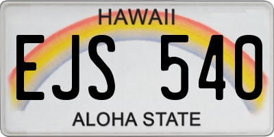 HI license plate EJS540
