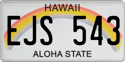HI license plate EJS543