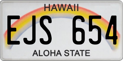 HI license plate EJS654