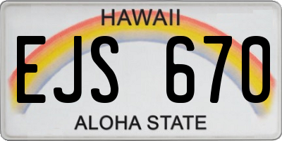 HI license plate EJS670