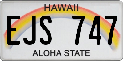 HI license plate EJS747