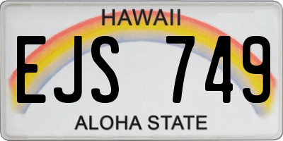 HI license plate EJS749