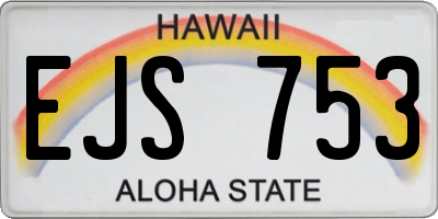 HI license plate EJS753