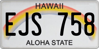 HI license plate EJS758