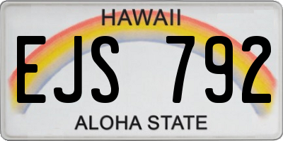 HI license plate EJS792