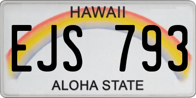 HI license plate EJS793