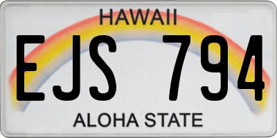 HI license plate EJS794
