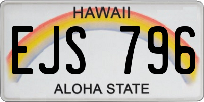 HI license plate EJS796