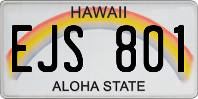 HI license plate EJS801