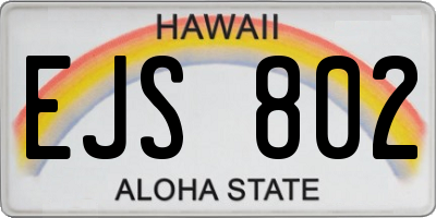 HI license plate EJS802