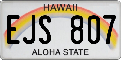 HI license plate EJS807