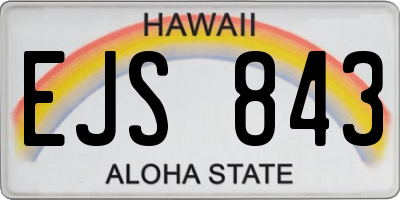 HI license plate EJS843
