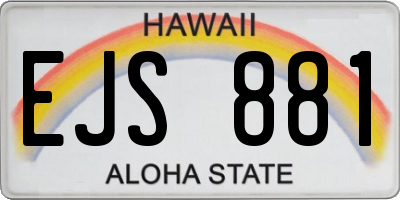 HI license plate EJS881