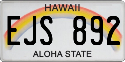 HI license plate EJS892