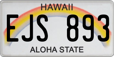 HI license plate EJS893