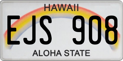 HI license plate EJS908