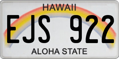 HI license plate EJS922