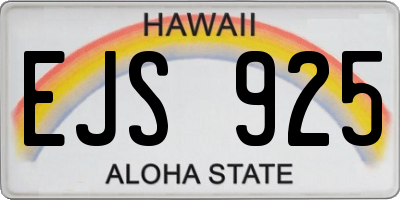 HI license plate EJS925