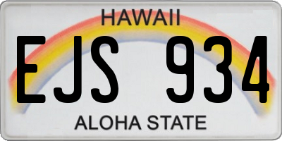 HI license plate EJS934