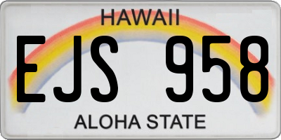 HI license plate EJS958