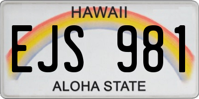 HI license plate EJS981