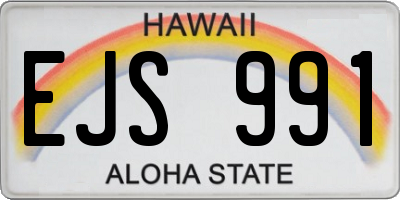 HI license plate EJS991