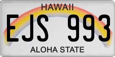 HI license plate EJS993