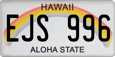 HI license plate EJS996